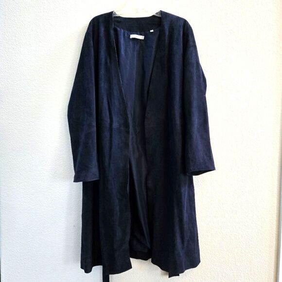VINCE Suede Robe Wrap Coat Jacket size L - Picture 1 of 12